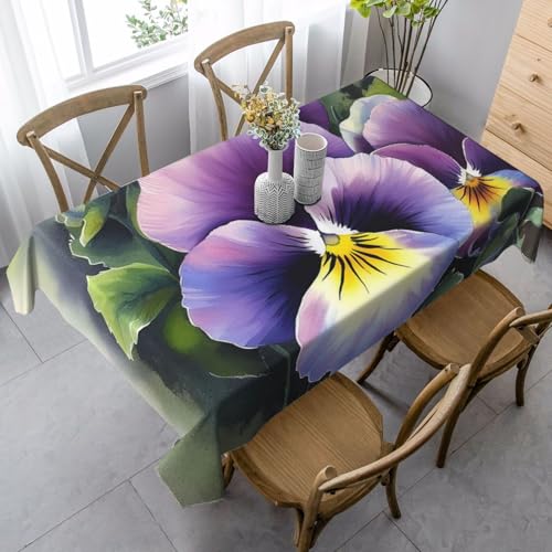 PPTHSNVB Rechteckige Tischdecke, auslaufsicher, knitterfrei, dekorativer Stoff, Bauernhaus-Tischdecken, Stiefmütterchen, Perfektion, wasserdicht, Esstischabdeckungen für Bankett, 89 x 140 cm PPTHSNVB Rechteckige Tischdecke, auslaufsicher, knitterfrei, dekorativer Stoff, Bauernhaus-Tischdecken, Stiefmütterchen, Perfektion, wasserdicht, Esstischabdeckungen für Bankett, 89 x 140 cm von PPTHSNVB