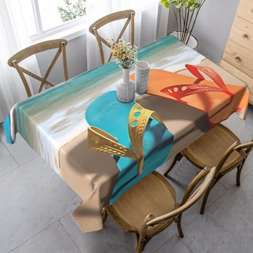PPTHSNVB Rechteckige Tischdecke, auslaufsicher, knitterfrei, dekorativer Stoff, Bauernhaus-Tischdecken, Strand, Flip-Flops, wasserdicht, Esstischabdeckungen für Bankett, 89 x 140 cm PPTHSNVB Rechteckige Tischdecke, auslaufsicher, knitterfrei, dekorativer Stoff, Bauernhaus-Tischdecken, Strand, Flip-Flops, wasserdicht, Esstischabdeckungen für Bankett, 89 x 140 cm von PPTHSNVB