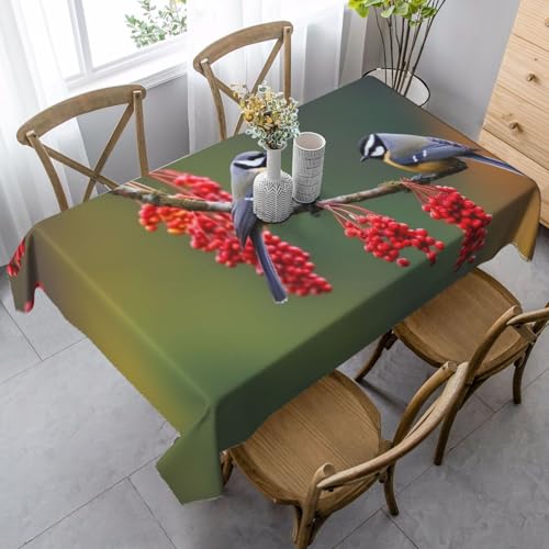 PPTHSNVB Rechteckige Tischdecke, auslaufsicher, knitterfrei, dekorativer Stoff, Bauernhaus-Tischdecken, Vögel, Herbst, wasserdicht, Esstischabdeckung für Bankett, 89 x 140 cm von PPTHSNVB