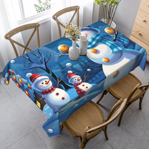 PPTHSNVB Rechteckige Tischdecke, auslaufsicher, knitterfrei, dekorativer Stoff, Bauernhaus-Tischdecken, Winter, Schneemann, wasserdicht, Esstischabdeckungen für Bankett, 89 x 140 cm PPTHSNVB Rechteckige Tischdecke, auslaufsicher, knitterfrei, dekorativer Stoff, Bauernhaus-Tischdecken, Winter, Schneemann, wasserdicht, Esstischabdeckungen für Bankett, 89 x 140 cm von PPTHSNVB