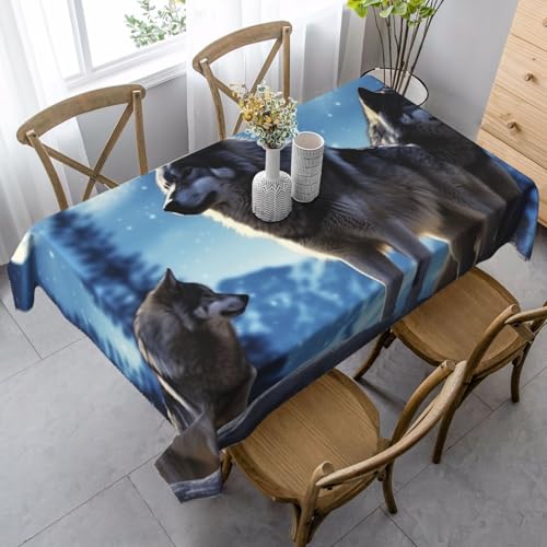 PPTHSNVB Rechteckige Tischdecke, auslaufsicher, knitterfrei, dekorativer Stoff, Bauernhaus-Tischdecken, Wolfs, wasserdicht, Esstischabdeckungen für Bankett, 89 x 140 cm PPTHSNVB Rechteckige Tischdecke, auslaufsicher, knitterfrei, dekorativer Stoff, Bauernhaus-Tischdecken, Wolfs, wasserdicht, Esstischabdeckungen für Bankett, 89 x 140 cm von PPTHSNVB