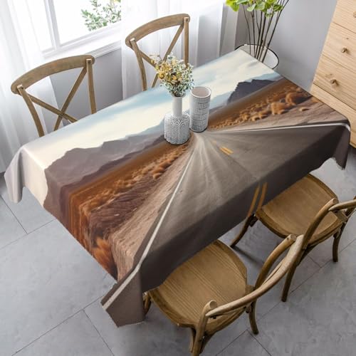 PPTHSNVB Rechteckige Tischdecke, auslaufsicher, knitterfrei, dekorativer Stoff, Bauernhaus-Tischdecken, Wüstenlandschaft, Autobahn, wasserdicht, Esstischabdeckungen für Bankett, 89 x 140 cm PPTHSNVB Rechteckige Tischdecke, auslaufsicher, knitterfrei, dekorativer Stoff, Bauernhaus-Tischdecken, Wüstenlandschaft, Autobahn, wasserdicht, Esstischabdeckungen für Bankett, 89 x 140 cm von PPTHSNVB