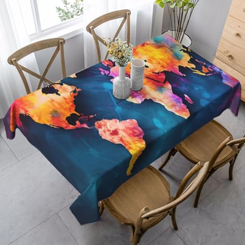 PPTHSNVB Rechteckige Tischdecke, auslaufsicher, knitterfrei, dekorativer Stoff, Bauernhaus-Tischdecken, abstrakte Weltkarte, wasserdicht, Esstischabdeckungen für Bankett, 89 x 140 cm PPTHSNVB Rechteckige Tischdecke, auslaufsicher, knitterfrei, dekorativer Stoff, Bauernhaus-Tischdecken, abstrakte Weltkarte, wasserdicht, Esstischabdeckungen für Bankett, 89 x 140 cm von PPTHSNVB