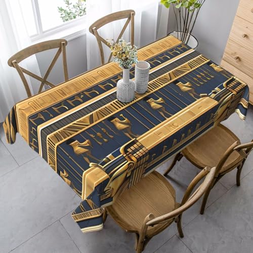 PPTHSNVB Rechteckige Tischdecke, auslaufsicher, knitterfrei, dekorativer Stoff, Bauernhaus-Tischdecken, ägyptische Pharaonische Fresken, wasserdicht, Esstischabdeckungen für Bankett, 89 x 140 cm PPTHSNVB Rechteckige Tischdecke, auslaufsicher, knitterfrei, dekorativer Stoff, Bauernhaus-Tischdecken, ägyptische Pharaonische Fresken, wasserdicht, Esstischabdeckungen für Bankett, 89 x 140 cm von PPTHSNVB