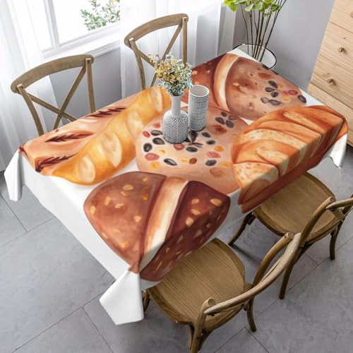PPTHSNVB Rechteckige Tischdecke, auslaufsicher, knitterfrei, dekorativer Stoff, Bauernhaus-Tischdecken, bemaltes Brot, wasserdicht, Esstischabdeckungen für Bankett, 89 x 140 cm PPTHSNVB Rechteckige Tischdecke, auslaufsicher, knitterfrei, dekorativer Stoff, Bauernhaus-Tischdecken, bemaltes Brot, wasserdicht, Esstischabdeckungen für Bankett, 89 x 140 cm von PPTHSNVB