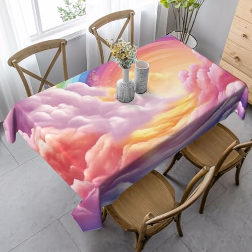 PPTHSNVB Rechteckige Tischdecke, auslaufsicher, knitterfrei, dekorativer Stoff, Bauernhaus-Tischdecken, bunt, Regenbogen, wasserdicht, Esstischabdeckung für Bankett, 89 x 140 cm PPTHSNVB Rechteckige Tischdecke, auslaufsicher, knitterfrei, dekorativer Stoff, Bauernhaus-Tischdecken, bunt, Regenbogen, wasserdicht, Esstischabdeckung für Bankett, 89 x 140 cm von PPTHSNVB