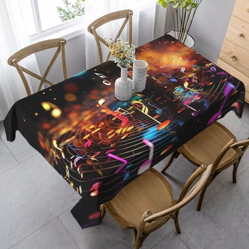 PPTHSNVB Rechteckige Tischdecke, auslaufsicher, knitterfrei, dekorativer Stoff, Bauernhaus-Tischdecken, bunte Musiknoten, wasserdicht, Esstischabdeckungen für Bankett, 89 x 140 cm PPTHSNVB Rechteckige Tischdecke, auslaufsicher, knitterfrei, dekorativer Stoff, Bauernhaus-Tischdecken, bunte Musiknoten, wasserdicht, Esstischabdeckungen für Bankett, 89 x 140 cm von PPTHSNVB