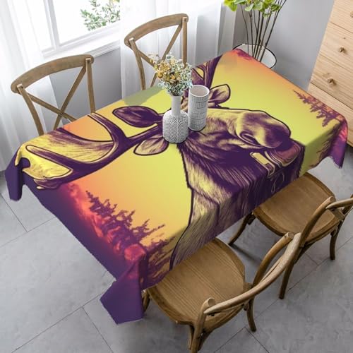 PPTHSNVB Rechteckige Tischdecke, auslaufsicher, knitterfrei, dekorativer Stoff, Bauernhaus-Tischdecken, cooler Elch, wasserdicht, Esstischabdeckungen für Bankett, 89 x 140 cm PPTHSNVB Rechteckige Tischdecke, auslaufsicher, knitterfrei, dekorativer Stoff, Bauernhaus-Tischdecken, cooler Elch, wasserdicht, Esstischabdeckungen für Bankett, 89 x 140 cm von PPTHSNVB