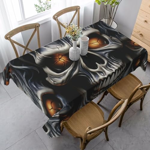 PPTHSNVB Rechteckige Tischdecke, auslaufsicher, knitterfrei, dekorativer Stoff, Bauernhaus-Tischdecken, cooler böser Totenkopf, wasserdicht, Esstischabdeckungen für Bankett, 89 x 140 cm PPTHSNVB Rechteckige Tischdecke, auslaufsicher, knitterfrei, dekorativer Stoff, Bauernhaus-Tischdecken, cooler böser Totenkopf, wasserdicht, Esstischabdeckungen für Bankett, 89 x 140 cm von PPTHSNVB