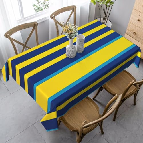 PPTHSNVB Rechteckige Tischdecke, auslaufsicher, knitterfrei, dekorativer Stoff, Bauernhaus-Tischdecken, gelbe und blaue Streifen, wasserdicht, Esstischabdeckungen für Bankett, 89 x 140 cm PPTHSNVB Rechteckige Tischdecke, auslaufsicher, knitterfrei, dekorativer Stoff, Bauernhaus-Tischdecken, gelbe und blaue Streifen, wasserdicht, Esstischabdeckungen für Bankett, 89 x 140 cm von PPTHSNVB