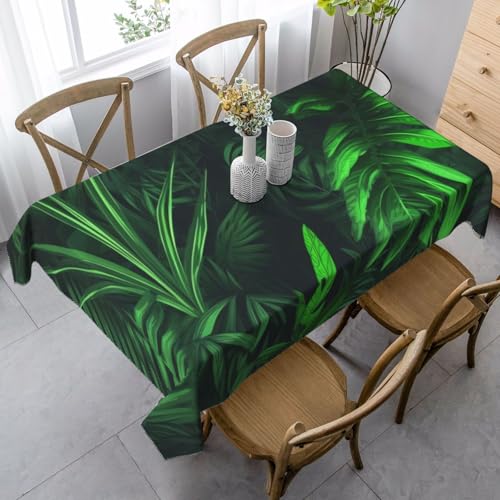 PPTHSNVB Rechteckige Tischdecke, auslaufsicher, knitterfrei, dekorativer Stoff, Bauernhaus-Tischdecken, grün, tropische Dschungelpflanze, wasserdicht, Esstischabdeckung für Bankett, 89 x 140 cm PPTHSNVB Rechteckige Tischdecke, auslaufsicher, knitterfrei, dekorativer Stoff, Bauernhaus-Tischdecken, grün, tropische Dschungelpflanze, wasserdicht, Esstischabdeckung für Bankett, 89 x 140 cm von PPTHSNVB