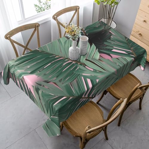 PPTHSNVB Rechteckige Tischdecke, auslaufsicher, knitterfrei, dekorativer Stoff, Bauernhaus-Tischdecken, grüne Palmenblätter, wasserdicht, Esstischabdeckungen für Bankett, 89 x 140 cm PPTHSNVB Rechteckige Tischdecke, auslaufsicher, knitterfrei, dekorativer Stoff, Bauernhaus-Tischdecken, grüne Palmenblätter, wasserdicht, Esstischabdeckungen für Bankett, 89 x 140 cm von PPTHSNVB