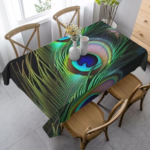 PPTHSNVB Rechteckige Tischdecke, auslaufsicher, knitterfrei, dekorativer Stoff, Bauernhaus-Tischdecken, grüne Pfauenfedern, wasserdicht, Esstischabdeckungen für Bankett, 89 x 140 cm PPTHSNVB Rechteckige Tischdecke, auslaufsicher, knitterfrei, dekorativer Stoff, Bauernhaus-Tischdecken, grüne Pfauenfedern, wasserdicht, Esstischabdeckungen für Bankett, 89 x 140 cm von PPTHSNVB