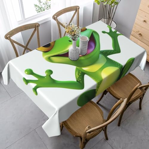 PPTHSNVB Rechteckige Tischdecke, auslaufsicher, knitterfrei, dekorativer Stoff, Bauernhaus-Tischdecken, grüner Frosch, wasserdicht, Esstischabdeckung für Bankett, 89 x 140 cm PPTHSNVB Rechteckige Tischdecke, auslaufsicher, knitterfrei, dekorativer Stoff, Bauernhaus-Tischdecken, grüner Frosch, wasserdicht, Esstischabdeckung für Bankett, 89 x 140 cm von PPTHSNVB