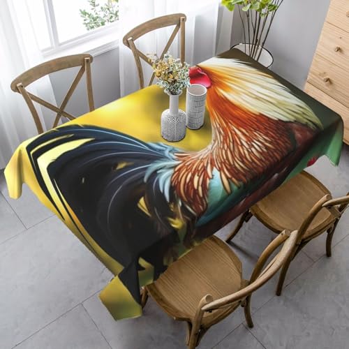 PPTHSNVB Rechteckige Tischdecke, auslaufsicher, knitterfrei, dekorativer Stoff, Bauernhaus-Tischdecken, lustiger Hahn, wasserdicht, Esstischabdeckung für Bankett, 89 x 140 cm PPTHSNVB Rechteckige Tischdecke, auslaufsicher, knitterfrei, dekorativer Stoff, Bauernhaus-Tischdecken, lustiger Hahn, wasserdicht, Esstischabdeckung für Bankett, 89 x 140 cm von PPTHSNVB