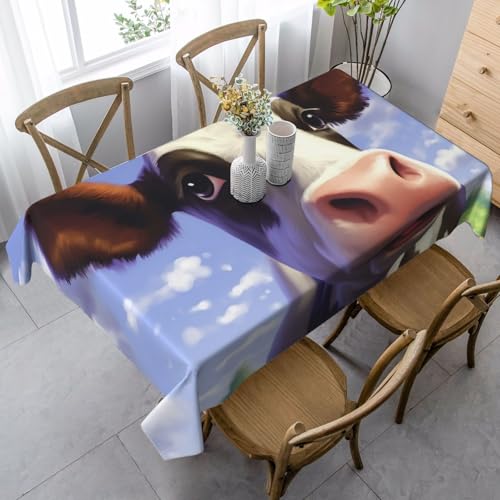 PPTHSNVB Rechteckige Tischdecke, auslaufsicher, knitterfrei, dekorativer Stoff, Bauernhaus-Tischdecken, niedliche Kuh, wasserdicht, Esstischabdeckung für Bankett, 89 x 140 cm PPTHSNVB Rechteckige Tischdecke, auslaufsicher, knitterfrei, dekorativer Stoff, Bauernhaus-Tischdecken, niedliche Kuh, wasserdicht, Esstischabdeckung für Bankett, 89 x 140 cm von PPTHSNVB