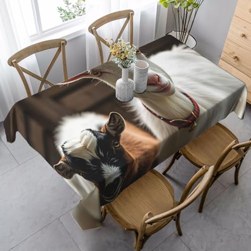 PPTHSNVB Rechteckige Tischdecke, auslaufsicher, knitterfrei, dekorativer Stoff, Bauernhaus-Tischdecken, niedliche Ziege, wasserdicht, Esstischabdeckung für Bankett, 89 x 140 cm PPTHSNVB Rechteckige Tischdecke, auslaufsicher, knitterfrei, dekorativer Stoff, Bauernhaus-Tischdecken, niedliche Ziege, wasserdicht, Esstischabdeckung für Bankett, 89 x 140 cm von PPTHSNVB