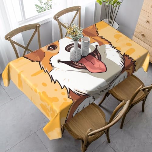 PPTHSNVB Rechteckige Tischdecke, auslaufsicher, knitterfrei, dekorativer Stoff, Bauernhaus-Tischdecken, niedlicher Corgi-Hund, wasserdicht, Esstischabdeckung für Bankett, 89 x 140 cm PPTHSNVB Rechteckige Tischdecke, auslaufsicher, knitterfrei, dekorativer Stoff, Bauernhaus-Tischdecken, niedlicher Corgi-Hund, wasserdicht, Esstischabdeckung für Bankett, 89 x 140 cm von PPTHSNVB