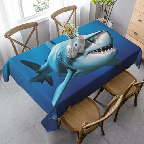 PPTHSNVB Rechteckige Tischdecke, auslaufsicher, knitterfrei, dekorativer Stoff, Bauernhaus-Tischdecken, toller weißer Fisch, wasserdicht, Esstischabdeckung für Bankett, 89 x 140 cm PPTHSNVB Rechteckige Tischdecke, auslaufsicher, knitterfrei, dekorativer Stoff, Bauernhaus-Tischdecken, toller weißer Fisch, wasserdicht, Esstischabdeckung für Bankett, 89 x 140 cm von PPTHSNVB