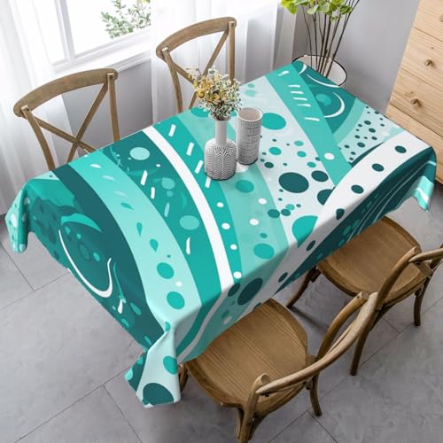 PPTHSNVB Rechteckige Tischdecke, auslaufsicher, knitterfrei, dekorativer Stoff, Bauernhaus-Tischdecken, türkis und weiß, Kreis, wasserdicht, Esstischabdeckungen für Bankett, 89 x 140 cm PPTHSNVB Rechteckige Tischdecke, auslaufsicher, knitterfrei, dekorativer Stoff, Bauernhaus-Tischdecken, türkis und weiß, Kreis, wasserdicht, Esstischabdeckungen für Bankett, 89 x 140 cm von PPTHSNVB