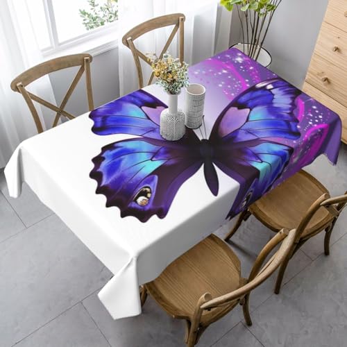 PPTHSNVB Rechteckige Tischdecke, auslaufsicher, knitterfrei, dekorativer Stoff, Bauernhaus-Tischdecken, violetter Schmetterling, wasserdicht, Esstischabdeckung für Bankett, 89 x 140 cm PPTHSNVB Rechteckige Tischdecke, auslaufsicher, knitterfrei, dekorativer Stoff, Bauernhaus-Tischdecken, violetter Schmetterling, wasserdicht, Esstischabdeckung für Bankett, 89 x 140 cm von PPTHSNVB