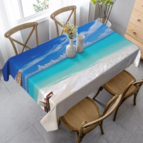 PPTHSNVB Rechteckige Tischdecke, auslaufsicher, knitterfrei, dekorativer Stoff, Bauernhaus-Tischdecken, weißer Strand, tropisches Meer, wasserdicht, Esstischabdeckung für Bankett, 89 x 140 cm PPTHSNVB Rechteckige Tischdecke, auslaufsicher, knitterfrei, dekorativer Stoff, Bauernhaus-Tischdecken, weißer Strand, tropisches Meer, wasserdicht, Esstischabdeckung für Bankett, 89 x 140 cm von PPTHSNVB