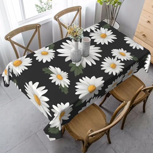 PPTHSNVB Rechteckige Tischdecke, auslaufsicher, knitterfrei, dekorativer Stoff, Bauernhaus-Tischdecken, weißes Gänseblümchen, wasserdicht, Esstischabdeckung für Bankett, 89 x 140 cm PPTHSNVB Rechteckige Tischdecke, auslaufsicher, knitterfrei, dekorativer Stoff, Bauernhaus-Tischdecken, weißes Gänseblümchen, wasserdicht, Esstischabdeckung für Bankett, 89 x 140 cm von PPTHSNVB