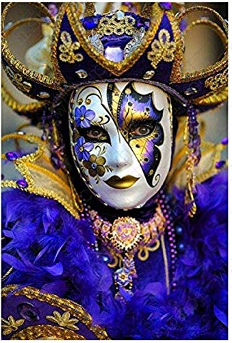 PPTRTYQ DIY Ölgemälde Malen nach Zahlen Erwachsene Kinder, Handgemalte Geschenke Spielzeug malen Zahlenmalerei ab 5 Öl Wandkunst (Frau mit Clownsmaske, ohne Rahmen) Hauptdekoration von PPTRTYQ