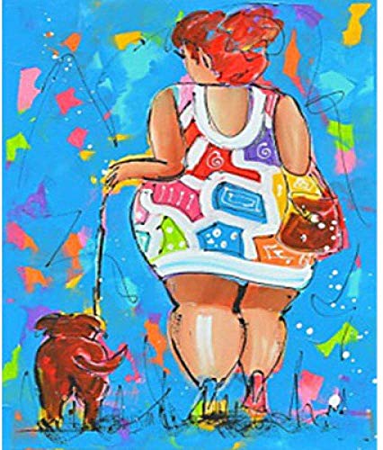 PPTRTYQ DIY Ölgemälde Malen nach Zahlen Erwachsene Kinder, Spielzeug malen Handgemalte Geschenke Zahlenmalerei ab 5 Öl Wandkunst (Abstrakte Frau und Hund, ohne Rahmen) von PPTRTYQ