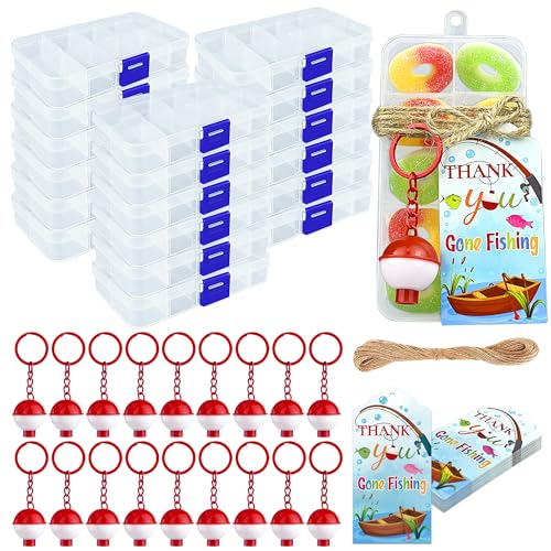 18 Sets Angel-Süßigkeiten-Boxen, Partygeschenke mit Dankeskarten, Fischpose für Angel-Themenparty-Zubehör von PPXMEEUDC