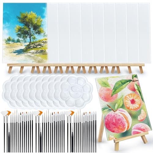 75-teiliges Leinwand-Set mit Staffelei und Staffelei, 15,2 x 20,3 cm, mit Holzstaffelei, Farbmischung, Pinsel, ideal für Anfänger in Ail Malerei und Aquarellmalerei, Party-Geschenk 75-teiliges Leinwand-Set mit Staffelei und Staffelei, 15,2 x 20,3 cm, mit Holzstaffelei, Farbmischung, Pinsel, ideal für Anfänger in Ail Malerei und Aquarellmalerei, Party-Geschenk von PPXMEEUDC