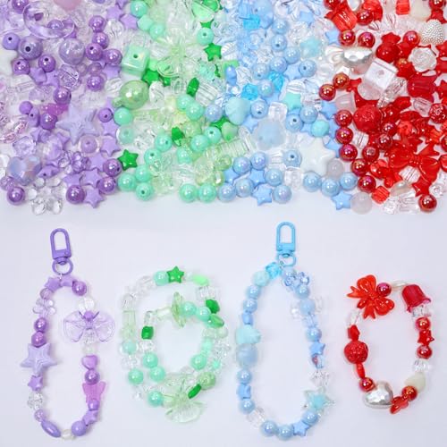 PPhtony 180–240 Stück sortierte Acrylperlen zur Schmuckherstellung, Kunststoff, Blume, Schleife, Herz, Stern, lose ästhetische Perlen für Schlüsselanhänger, Armband, Halskette, Telefon, Charms PPhtony 180–240 Stück sortierte Acrylperlen zur Schmuckherstellung, Kunststoff, Blume, Schleife, Herz, Stern, lose ästhetische Perlen für Schlüsselanhänger, Armband, Halskette, Telefon, Charms von PPhtony