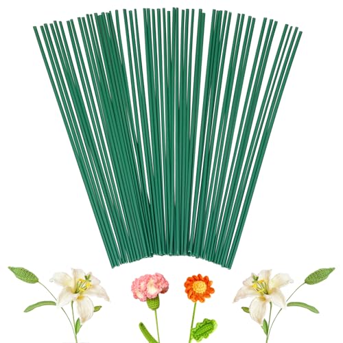 PPhtony Blumenstiele, Drähte, 50 Stück, 15 cm, grün, künstliche Blumendrahtstiele für Häkelprojekte, Basteln, DIY-Blumenstrauß, Wickelkranz, Blumenarrangement-Zubehör (50, 15 cm) von PPhtony