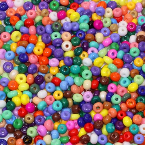 PPhtony Glasperlen, 50 g, 4 mm, verschiedene Farben, klein, rund, lose Abstandshalter, Perlen für selbstgemachte Ohrringe, Armbänder, Halsketten, Schmuckherstellung (gemischte Farben) von PPhtony