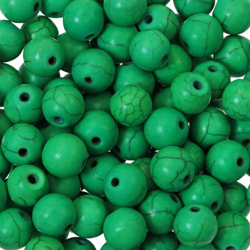 PPhtony Natursteinperlen, Großpackungen, 8 mm, Türkis, kleine runde Edelsteine, lose Abstandshalter, Charms für selbstgemachte Ohrringe, Armbänder, Halsketten, Schmuckherstellung, Dunkelgrün, 100 PPhtony Natursteinperlen, Großpackungen, 8 mm, Türkis, kleine runde Edelsteine, lose Abstandshalter, Charms für selbstgemachte Ohrringe, Armbänder, Halsketten, Schmuckherstellung, Dunkelgrün, 100 von PPhtony