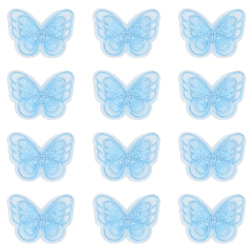 PPhtony Schmetterlings-Spitzenbesatz, doppellagig, Spitzenapplikation, Stickerei, Nähflicken für Hochzeit, Braut, Kleid, Kleidung, Haar-Accessoires, Basteln, DIY, Blau, 4,5 cm, 12 Stück PPhtony Schmetterlings-Spitzenbesatz, doppellagig, Spitzenapplikation, Stickerei, Nähflicken für Hochzeit, Braut, Kleid, Kleidung, Haar-Accessoires, Basteln, DIY, Blau, 4,5 cm, 12 Stück von PPhtony