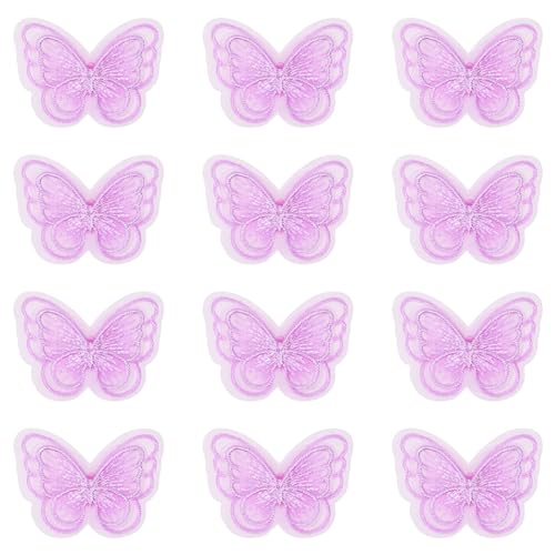 PPhtony Schmetterlings-Spitzenbesatz, doppellagig, Spitzenapplikation, Stickerei, Nähflicken für Hochzeit, Braut, Kleid, Kleidung, Haar-Accessoires, Basteln, DIY, Lila, 4,5 cm, 12 Stück PPhtony Schmetterlings-Spitzenbesatz, doppellagig, Spitzenapplikation, Stickerei, Nähflicken für Hochzeit, Braut, Kleid, Kleidung, Haar-Accessoires, Basteln, DIY, Lila, 4,5 cm, 12 Stück von PPhtony