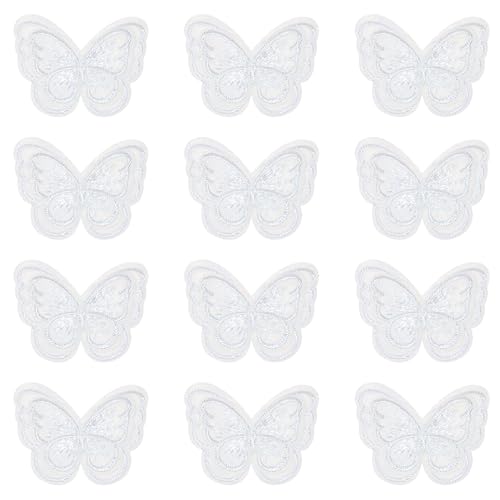 PPhtony Schmetterlings-Spitzenbesatz, doppellagig, Spitzenapplikation, Stickerei, Nähflicken für Hochzeit, Braut, Kleid, Kleidung, Haar-Accessoires, Basteln, DIY, Weiß, 4,5 cm, 12 Stück PPhtony Schmetterlings-Spitzenbesatz, doppellagig, Spitzenapplikation, Stickerei, Nähflicken für Hochzeit, Braut, Kleid, Kleidung, Haar-Accessoires, Basteln, DIY, Weiß, 4,5 cm, 12 Stück von PPhtony