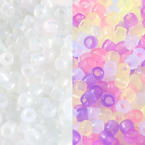 PPhtony UV-Pony-Perlen, leuchtende Kunststoff-Perlen, Farbwechsel, lose Abstandshalter, leuchten im Dunkeln, für Armbänder, Halsketten, Schmuckherstellung, Haarzöpfe, Dekoration, Basteln, 500 Stück PPhtony UV-Pony-Perlen, leuchtende Kunststoff-Perlen, Farbwechsel, lose Abstandshalter, leuchten im Dunkeln, für Armbänder, Halsketten, Schmuckherstellung, Haarzöpfe, Dekoration, Basteln, 500 Stück von PPhtony