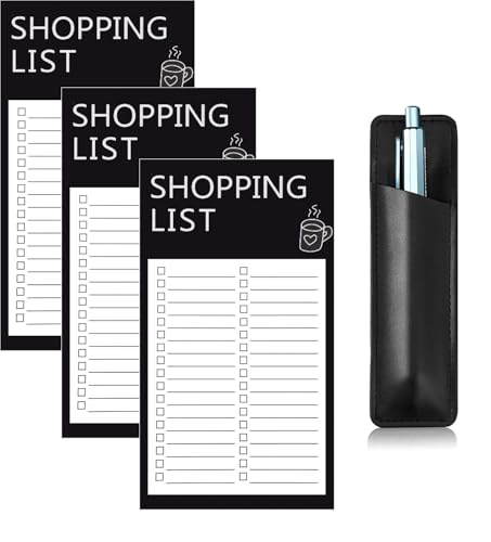 PQCLXUYA 3 Pack magnetische Notizblöcke für den Kühlschrank mit Stifthalter, 5,5" x 3"magnetischer Notizblock für Kühlschrank, Schließfach, Aktenschrank, Aufgabenliste, Lebensmitteleinkauf (150 Blatt) von PQCLXUYA
