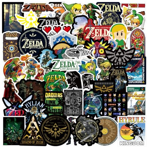 50 Stück Zelda Sticker,The Legend of Zelda Stickers,Zelda Coole Aufkleber Geschenk,Zelda Waterproof Aufkleber,Games Stickers PQKL-party Skateboard Computer Aufkleber,für Kinder Teens Erwachsene Jungen von PQKL-party