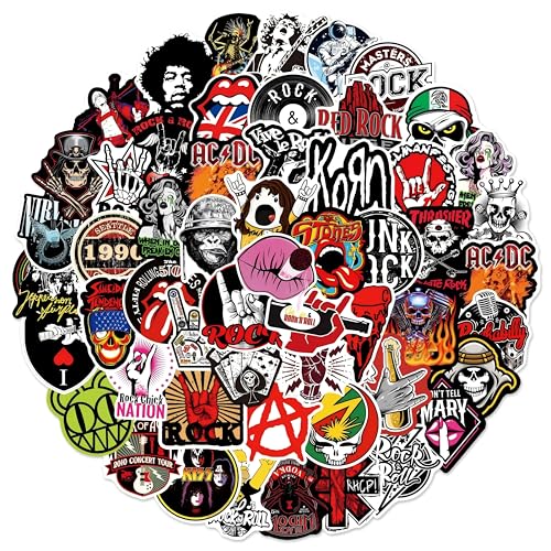 100 Stück Rock Band Punk Aufkleber, Classic Rock Sticker Pack für Erwachsene Cool Metal Punk Musik Aufkleber für Gitarre Laptop Skateboard (ROCK4) von PQLQ