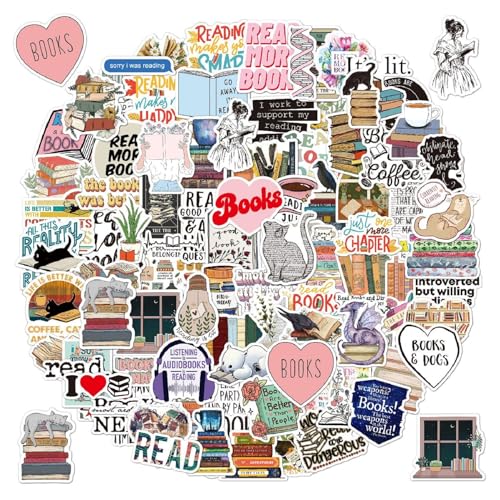 Vintage Aufkleber, Sticker Aesthetic für Wasserflaschen, Scrapbooking, Laptops,Wasserfeste Vinyl Aufkleber für Kinder Mädchen Jugendliche (Lesen) von PQLQ