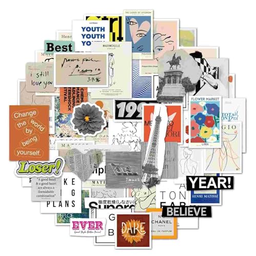 Vintage Aufkleber, Sticker Aesthetic für Wasserflaschen, Scrapbooking, Laptops,Wasserfeste Vinyl Aufkleber für Kinder Mädchen Jugendliche (Pop style sticker) von PQLQ