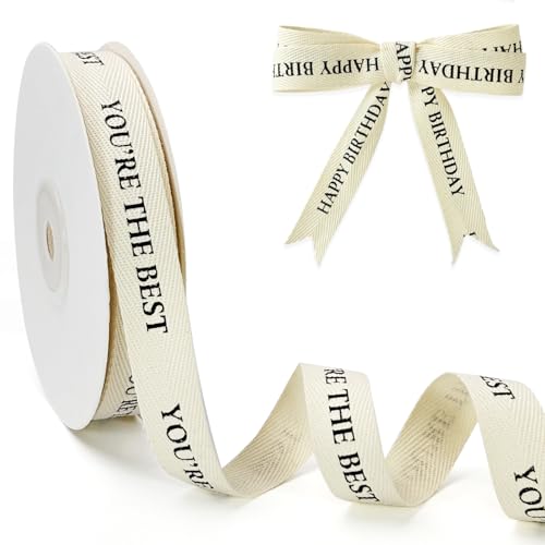 PQZKLDP Baumwollband mit Fischgrätenmuster, natürliches Köperband für individuelle Geschenkverpackungen und Bastelarbeiten, 1,6 cm x 13,7 m – "You're the Best Printed Phrase" PQZKLDP Baumwollband mit Fischgrätenmuster, natürliches Köperband für individuelle Geschenkverpackungen und Bastelarbeiten, 1,6 cm x 13,7 m – "You're the Best Printed Phrase" von PQZKLDP