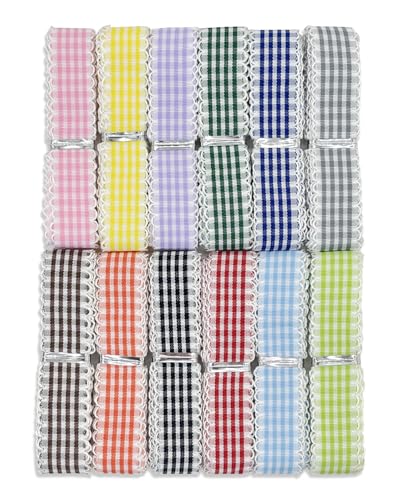 PQZKLDP Kariertes Band mit Gingham-Muster, 1,6 cm x 22 m, 100 % Polyester, kariertes Band für Geschenkverpackungen, Blumensträuße, Kränze, Weihnachten, Zuhause und Party, Dekoration, Bastelband PQZKLDP Kariertes Band mit Gingham-Muster, 1,6 cm x 22 m, 100 % Polyester, kariertes Band für Geschenkverpackungen, Blumensträuße, Kränze, Weihnachten, Zuhause und Party, Dekoration, Bastelband von PQZKLDP