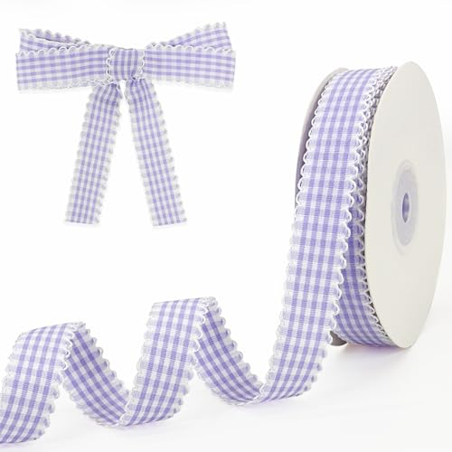 PQZKLDP Kariertes Band mit Vichy-Muster, 1,6 cm x 20 m, 100 % Polyester, kariertes Band für Geschenkverpackungen, Blumensträuße, Kränze, Weihnachten, Zuhause und Party, Dekoration, Bastelband (lila) PQZKLDP Kariertes Band mit Vichy-Muster, 1,6 cm x 20 m, 100 % Polyester, kariertes Band für Geschenkverpackungen, Blumensträuße, Kränze, Weihnachten, Zuhause und Party, Dekoration, Bastelband (lila) von PQZKLDP