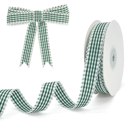 PQZKLDP Kariertes Band mit Vichy-Muster, 1,6 cm x 20 m, 100 % Polyester, kariertes Band für Geschenkverpackungen, Blumensträuße, Kränze, Weihnachten, Zuhause und Party, Dekoration, Bastelband PQZKLDP Kariertes Band mit Vichy-Muster, 1,6 cm x 20 m, 100 % Polyester, kariertes Band für Geschenkverpackungen, Blumensträuße, Kränze, Weihnachten, Zuhause und Party, Dekoration, Bastelband von PQZKLDP