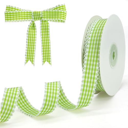 PQZKLDP Kariertes Band mit Vichy-Muster, 1,6 cm x 20 m, 100 % Polyester, kariertes Band für Geschenkverpackungen, Blumensträuße, Kränze, Weihnachten, Zuhause und Party, Dekoration, Bastelband PQZKLDP Kariertes Band mit Vichy-Muster, 1,6 cm x 20 m, 100 % Polyester, kariertes Band für Geschenkverpackungen, Blumensträuße, Kränze, Weihnachten, Zuhause und Party, Dekoration, Bastelband von PQZKLDP