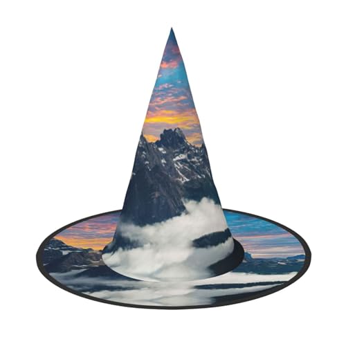 Alpenlandschaft, lebendiger Himmel über Druck, Halloween, breite Krempe, faltbarer Hut, geeignet für Cosplay, Maskerade und Karneval, 1 Stück von PQruop